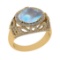 6.39 Ctw I2/I3 Rainbow Moonstone And Diamond 10K Yellow Gold Engagement Rin