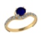 1.67 Ctw VS/SI1 Blue Sapphire and Diamond 14k Yellow Gold Engagement Ring (