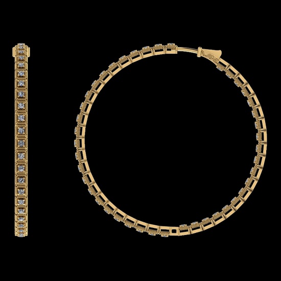 0.42 Ctw VS/SI1 Diamond 14K Yellow Gold Hoop Earrings (ALL DIAMOND ARE LAB