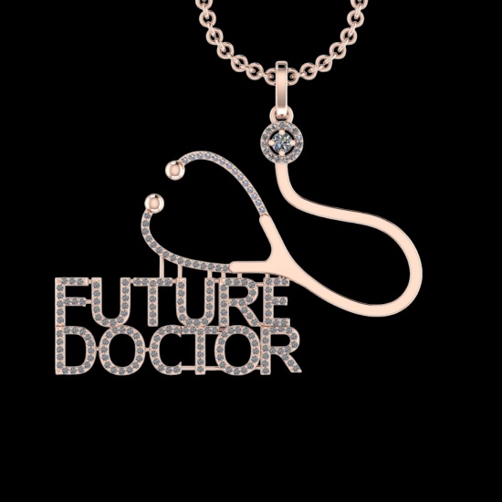 1.52 Ctw VS/SI1 Diamond 10K Rose Gold Veterinary Doctor theme Pendant (ALL