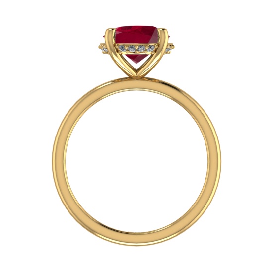 2.59 Ctw VS/SI1 Ruby and Diamond 14k Yellow Gold Engagement Ring (ALL DIAMO