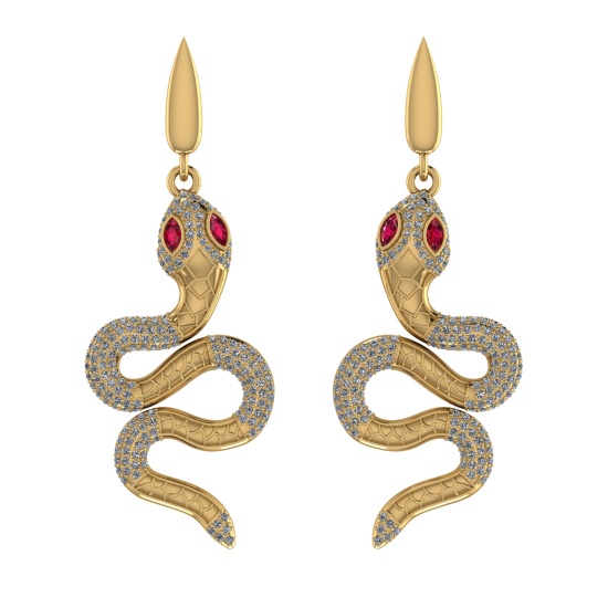 2.15 CtwVS/SI1 Ruby and Diamond 14K Yellow Gold Sneak Earrings