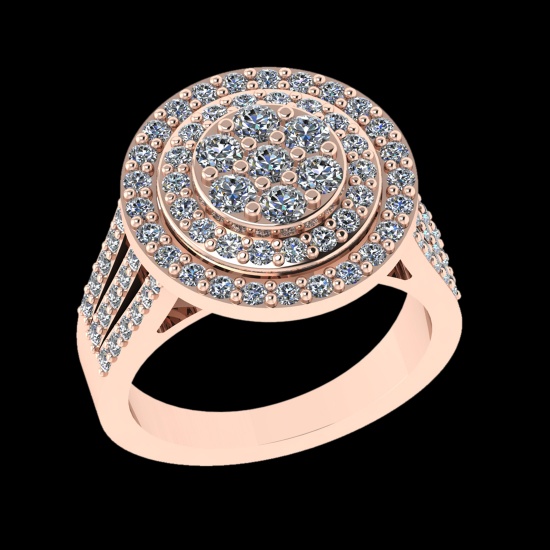 1.60 Ctw VS/SI1 Diamond 14 K Rose Gold Cluster Engagement Ring (ALL DIAMOND