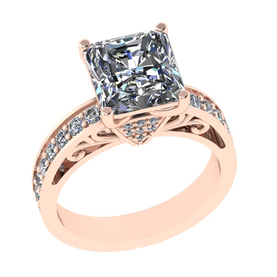 3.38 Ctw VS/SI1 Diamond 14k Rose Gold Engagement Ring (ALL DIAMOND ARE LAB