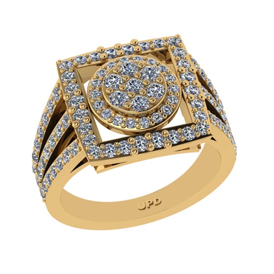 1.82 Ctw VS/SI1 Diamond 14K Yellow Gold Cluster Engagement Ring