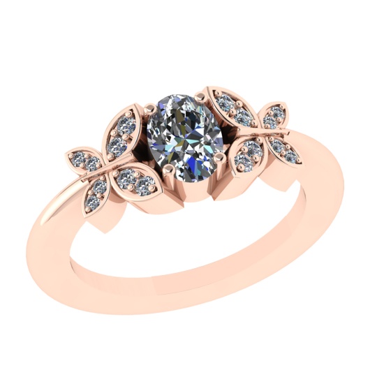 0.92 Ctw VS/SI1 Diamond 14k Rose Gold Engagement Ring (ALL DIAMOND ARE LAB