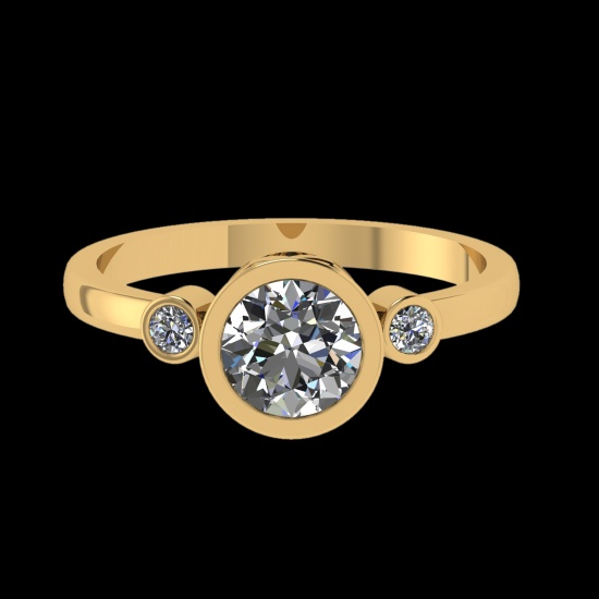 0.91 Ctw VS/SI1 Diamond Prong Set 10K Yellow Gold Engagement Ring (ALL DIAM