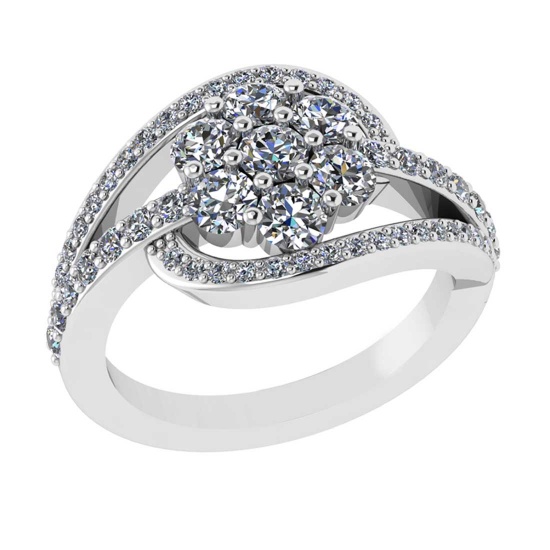 1.50 Ctw VS/SI1 Diamond 14K White Gold Cluster Engagement Ring