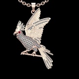1.72 Ctw VS/SI1 Ruby and Diamond Prong Set 18K Rose Gold Birds Necklace (AL