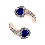 4.24 Ctw VS/SI1 Blue Sapphire and Diamond14K Rose Gold Engagement Ring