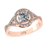 1.40 Ctw VS/SI1 Diamond 14k Rose Gold Engagement halo Ring (ALL DIAMOND ARE