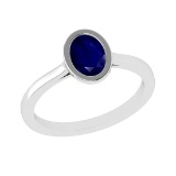 2.59 Ctw Blue Sapphire Set 14k white Gold Solitaire Ring (ALL DIAMOND ARE L