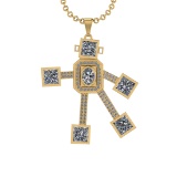 5.15 Ctw VS/SI1 Diamond 14K Yellow Gold robot theme Necklace (ALL DIAMOND A