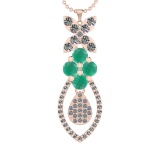 19.90Ctw VS/SI1 Emerald and Diamond 14K Rose Gold Necklace(ALL DIAMOND ARE