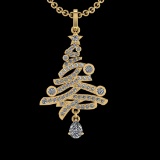 1.94 Ctw VS/SI1 Diamond 10k Yellow Gold Christmas Theme Pandant (ALL DIAMON