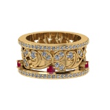 1.79 Ctw VS/SI1 Ruby and Diamond 14k Yellow Gold Engagement Ring (ALL DIAMO