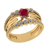 1.03 Ctw VS/SI1 Ruby and Diamond 14k Yellow Gold Engagement Ring (ALL DIAMO