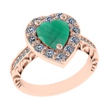 2.52 Ctw VS/SI1 Emerald And Diamond 14k Rose Gold Engagement Ring (ALL DIAM