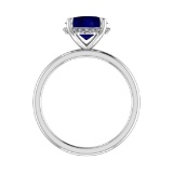 2.59 Ctw VS/SI1 Blue Sapphire and Diamond 14k white Gold Engagement Ring (A