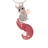 13.15 Ctw VS/SI1 Ruby and Diamond 14K Rose Gold Hip Hop theme Necklace (ALL