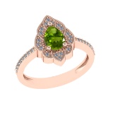0.94 Ctw VS/SI1 Peridot and Diamond Set 10K Rose Gold Engagaement Ring (ALL