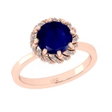 2.25 Ctw VS/SI1 Blue sapphire and Diamond Prong Set 14K Rose Gold Engagemen