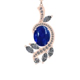 49.08 Ctw SI1/SI2 Tanzanite and Diamond 14k Rose Gold Pandant (ALL DIAMOND
