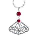 3.33 Ctw VS/SI1 Ruby and Diamond14K White Gold Necklace (ALL DIAMOND ARE LA