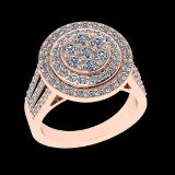 1.60 Ctw VS/SI1 Diamond 14 K Rose Gold Cluster Engagement Ring (ALL DIAMOND