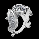 4.02 Ctw VS/SI1 Diamond 10k White Gold Fish theme zodiac signs Engagement R