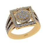 1.82 Ctw VS/SI1 Diamond 14K Yellow Gold Cluster Engagement Ring