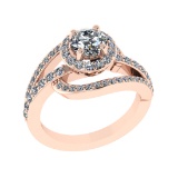 1.61 Ctw SI2/SI1 Diamond 14K Rose Gold Engagement Ring (ALL DIAMOND ARE LAB