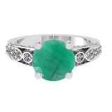 3.32 Ctw VS/SI1 Emerald and Diamond 14k white Gold Engagement Ring (ALL DIA
