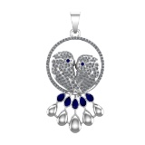 3.73 Ctw VS/SI1 Blue Sapphire and Diamond 14k white Gold Pandant (ALL DIAMO