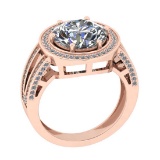 5.07 Ctw SI2/I1 Diamond Style Prong Set 18K Rose Gold Engagement Halo Ring