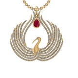 7.52 Ctw VS/SI1 Ruby and Diamond 14K Yellow Gold Pendant (ALL DIAMOND ARE L