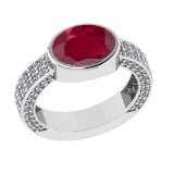 2.96 Ctw VS/SI1 Ruby and Diamond 14k white Gold Engagement Ring (ALL DIAMON