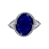 5.60 Ctw VS/SI1 Blue Sapphire And Diamond 14k White Gold Engagement Ring (A