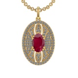 5.15 Ctw VS/SI1 Ruby and Diamond 14K Yellow Gold Pendant (ALL DIAMOND ARE L