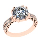 2.97 Ctw SI2/SI1 Diamond 14k Rose Gold Engagement Ring (ALL DIAMOND ARE LAB