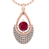 0.80 Ctw VS/SI1 Ruby and Diamond 14k Rose Gold Engagement Ring
