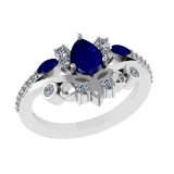 1.75 Ctw VS/SI1 Blue Sapphire and Diamond 14k white Gold Engagement Ring (A