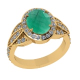 3.26 Ctw VS/SI1 Emerald and Diamond 14k Yellow Gold Engagement Ring (ALL DI