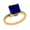 3.23 Ctw VS/SI1 Blue Sapphire and Diamond 14k Yellow Gold Engagement Ring (