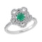 0.92 Ctw VS/SI1 Emerlad and Diamond Prong Set 14K White Gold Engagement Rin