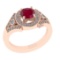 1.24 Ctw VS/SI1 Ruby and Diamond 14k Rose Gold Engagement Ring (ALL DIAMOND