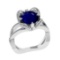 3.40 Ctw VS/SI1 Blue Sapphire and Diamond 14k white Gold Engagement Ring