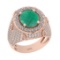 7.00 Ctw VS/SI1 Emerald And Diamond 14K Rose Gold Engagement Ring