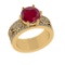 3.47 Ctw VS/SI1 Ruby and Diamond 14k Yellow Gold Engagement Ring (ALL DIAMO