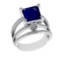 2.70 Ctw VS/SI1 Blue Sapphire And Diamond 14k White Gold Engagement Ring (A
